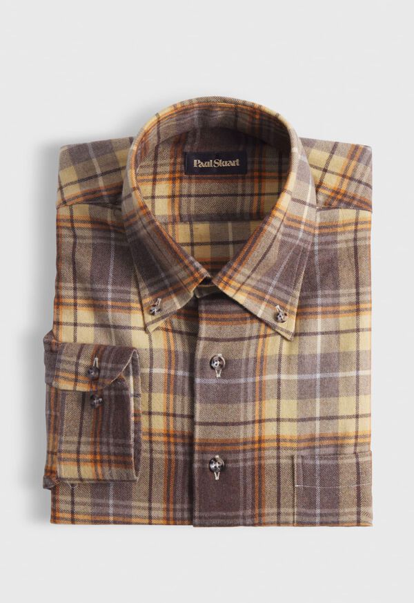 Brown / Yellow Paul Stuart Flannel Plaid | UK_PAUL95439