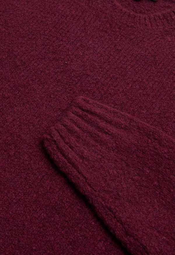 Burgundy Paul Stuart Bouclé Knit Crewneck | UK_PAUL51313