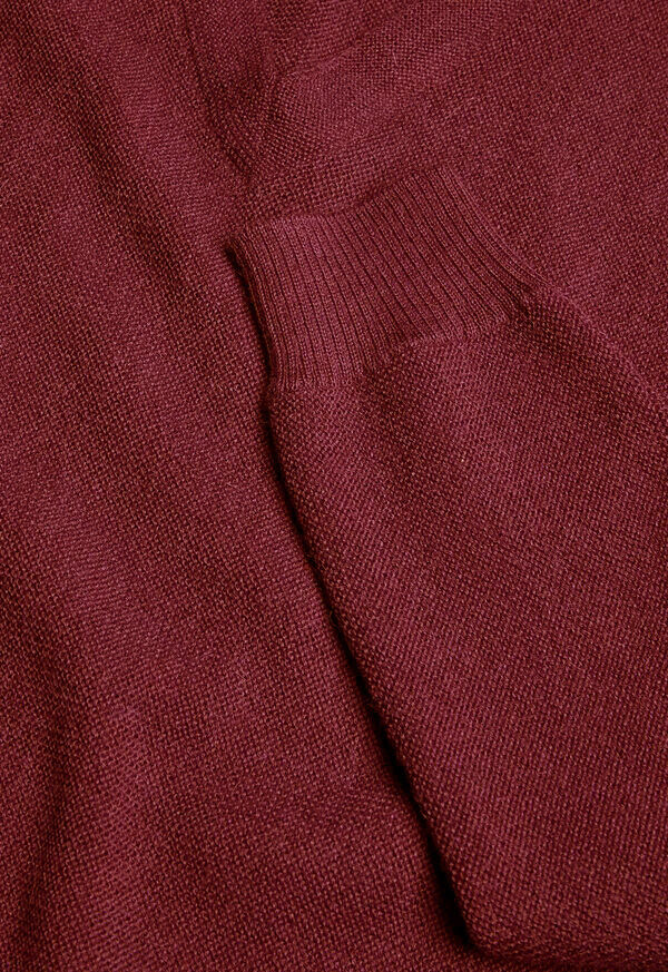 Burgundy Paul Stuart Classic Alpaca Links V-Neck | UK_PAUL16065