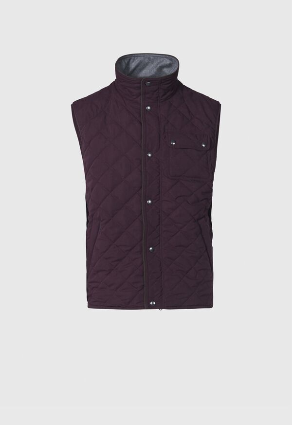 Burgundy Paul Stuart Diamond Quilted Vest | UK_PAUL36794