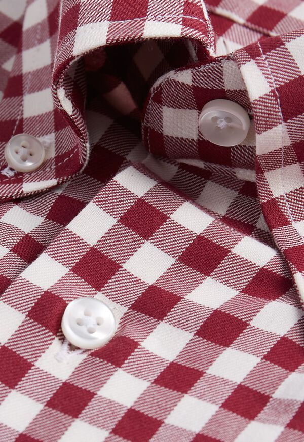 Burgundy Paul Stuart Gingham Flannel | UK_PAUL32721