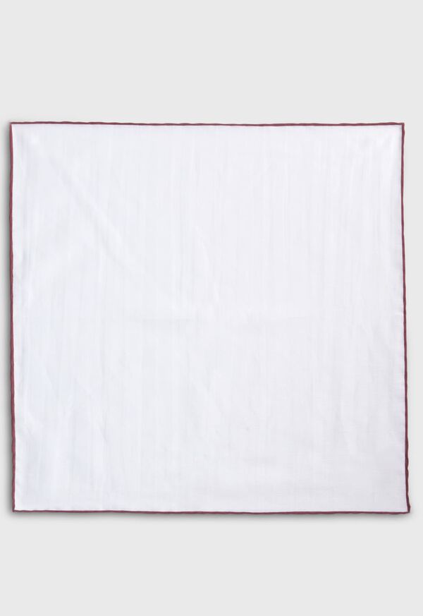 Burgundy Paul Stuart Handkerchief with Contrast Border | UK_PAUL65022