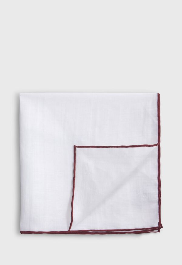 Burgundy Paul Stuart Handkerchief with Contrast Border | UK_PAUL65022