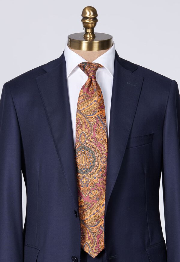 Burgundy Paul Stuart Silk English Paisley Print | UK_PAUL62874