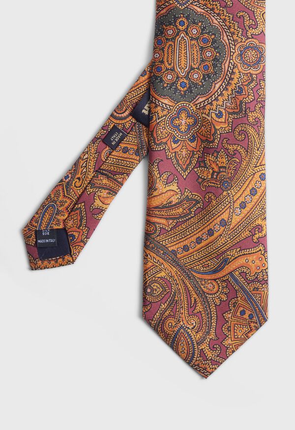 Burgundy Paul Stuart Silk English Paisley Print | UK_PAUL62874