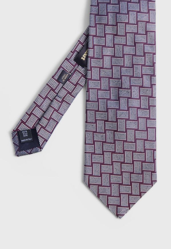 Burgundy Paul Stuart Woven Silk Deco | UK_PAUL99514