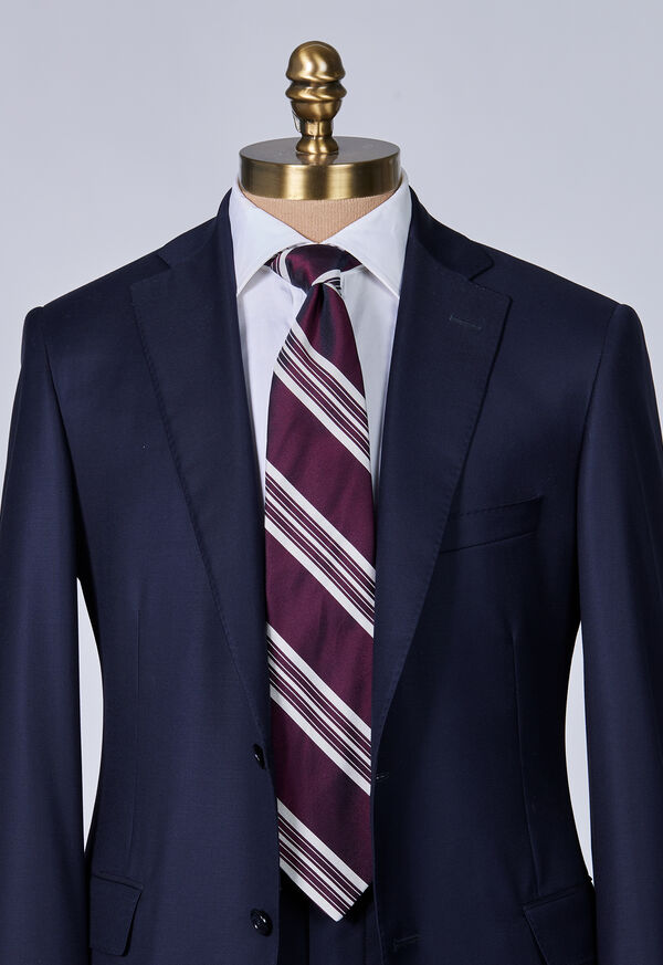 Burgundy Paul Stuart Woven Silk Stripe | UK_PAUL40204