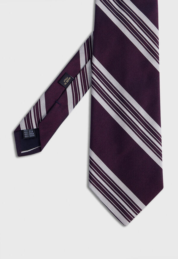 Burgundy Paul Stuart Woven Silk Stripe | UK_PAUL40204