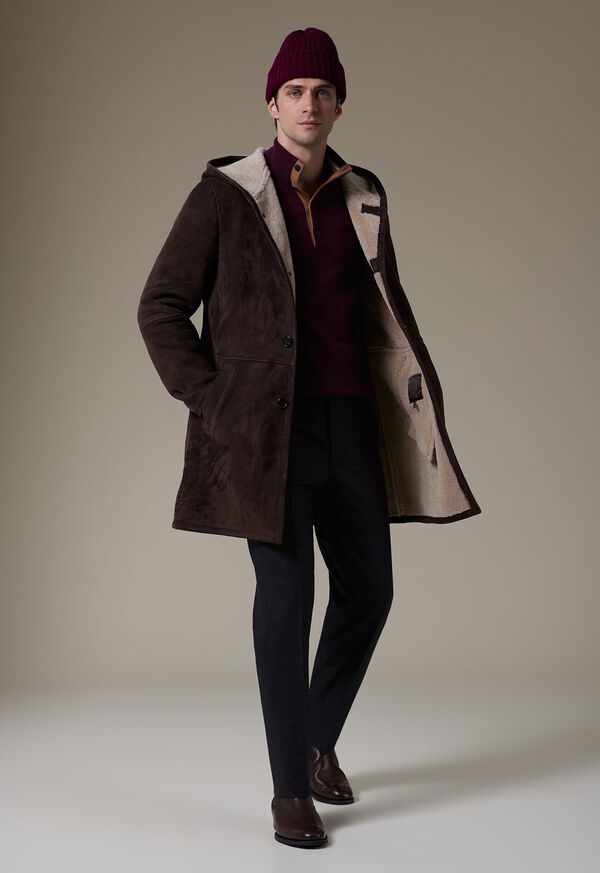 Chocolate Paul Stuart Long Shearling Coat | UK_PAUL55421