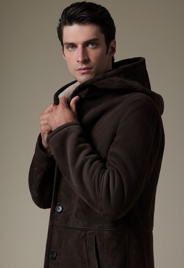 Chocolate Paul Stuart Long Shearling Coat | UK_PAUL55421