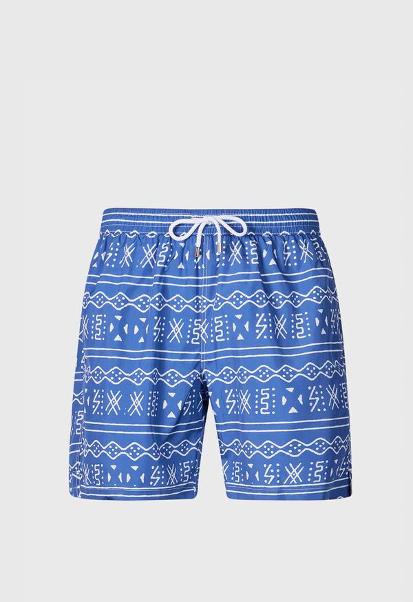 Dark Blue Paul Stuart Batik Print Swim Trunk | UK_PAUL27798