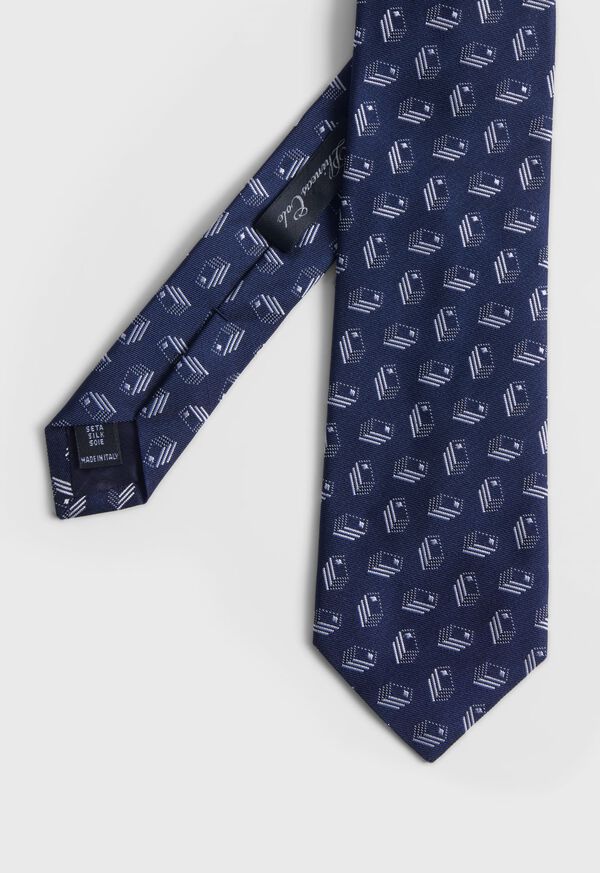 Dark Blue Paul Stuart Deco Domino Woven Silk | UK_PAUL55837