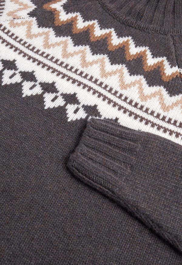 Dark Brown Paul Stuart Fair Isle Turtleneck | UK_PAUL58006