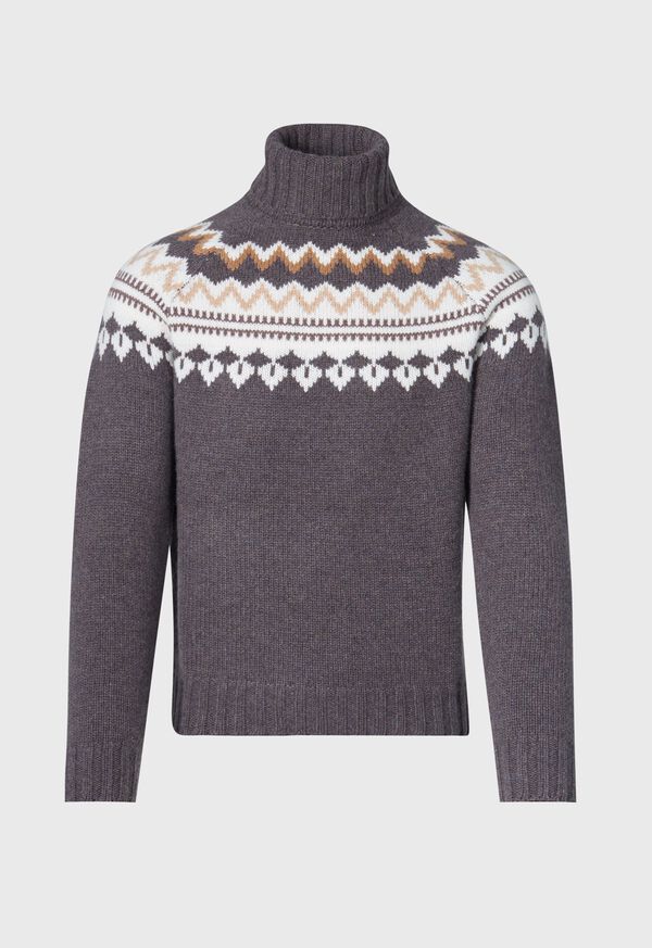 Dark Brown Paul Stuart Fair Isle Turtleneck | UK_PAUL58006