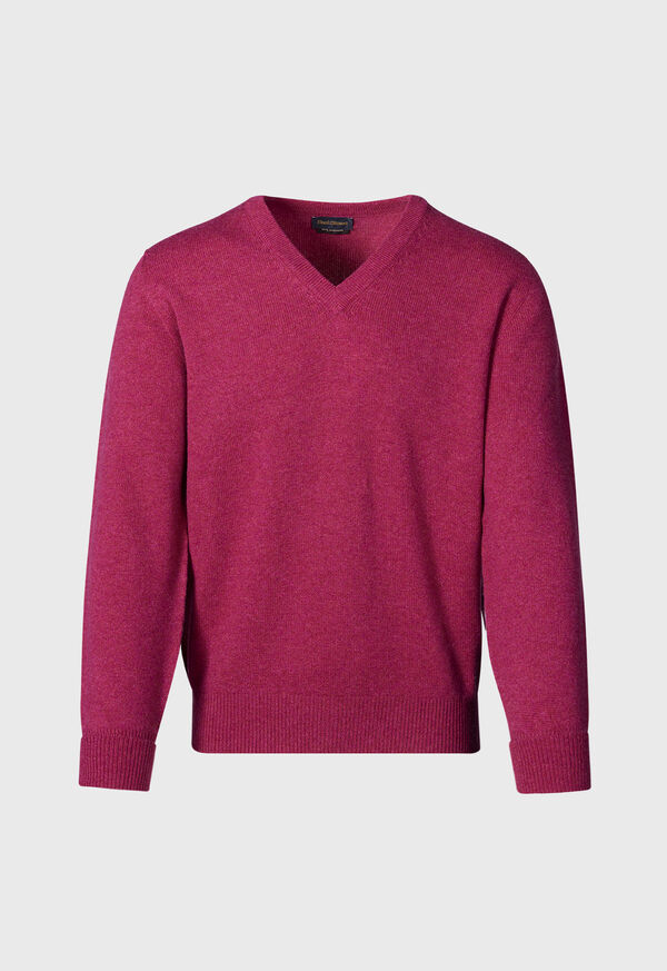 Dark Pink Paul Stuart Classic Cashmere Double Ply V-Neck | UK_PAUL47129