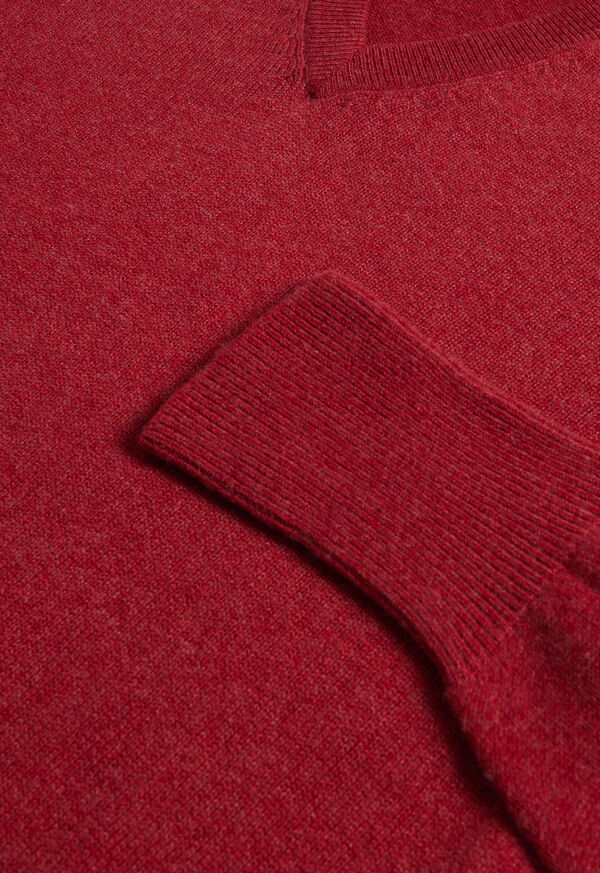 Dark Red Paul Stuart Classic Cashmere Double Ply V-Neck | UK_PAUL16489