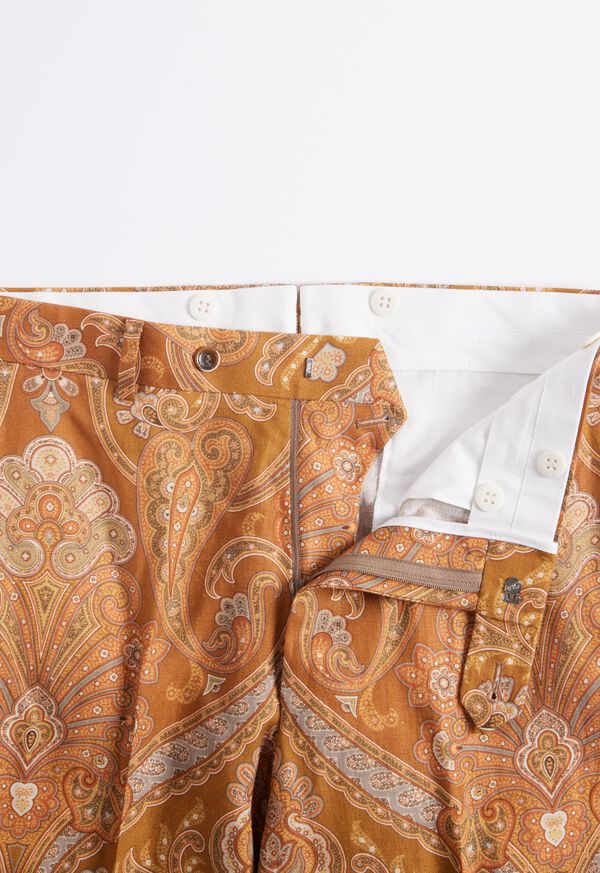 Gold Paul Stuart Printed Paisley Linen | UK_PAUL57035