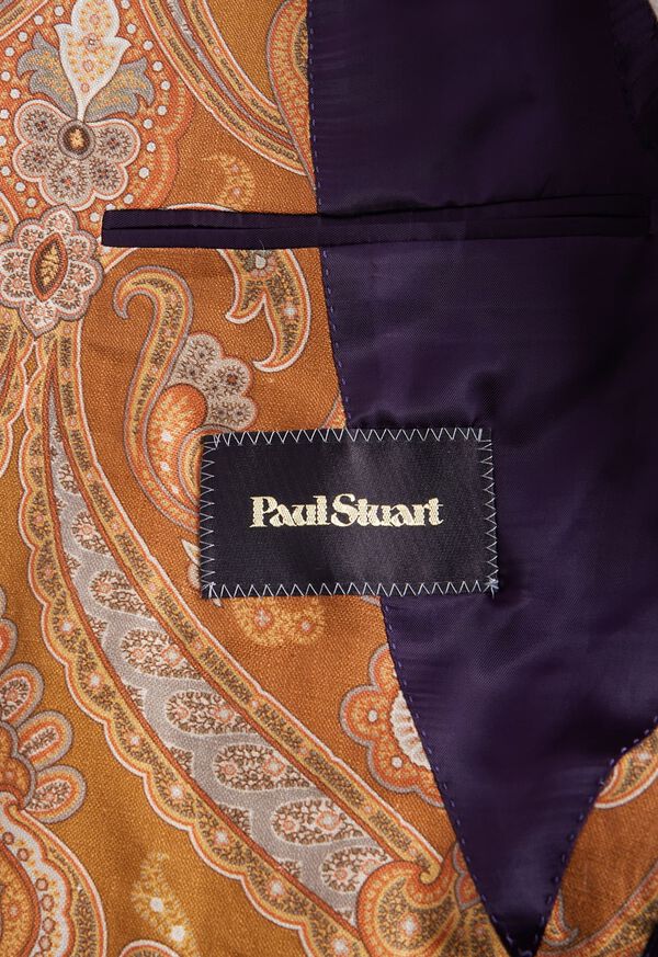 Gold Paul Stuart Printed Paisley Linen | UK_PAUL99277