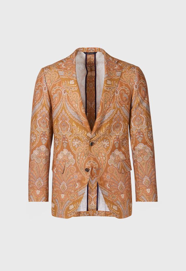 Gold Paul Stuart Printed Paisley Linen | UK_PAUL99277