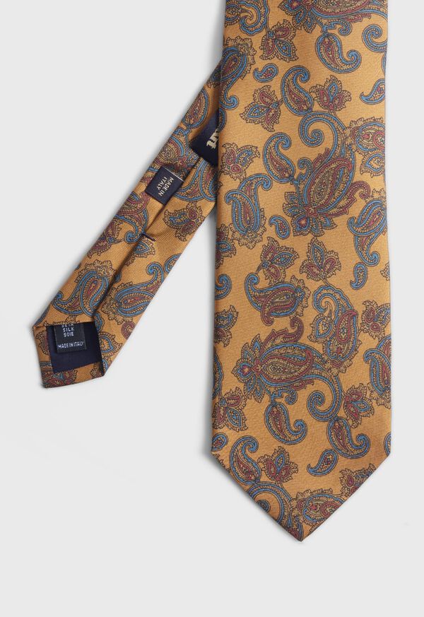 Gold Paul Stuart Silk Paisley Print | UK_PAUL31255