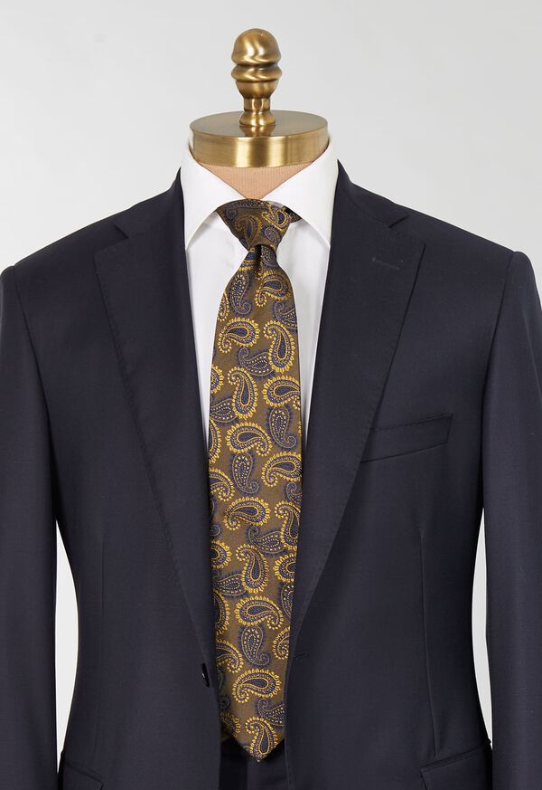 Gold Paul Stuart Woven Silk Two Tone Paisley | UK_PAUL82136