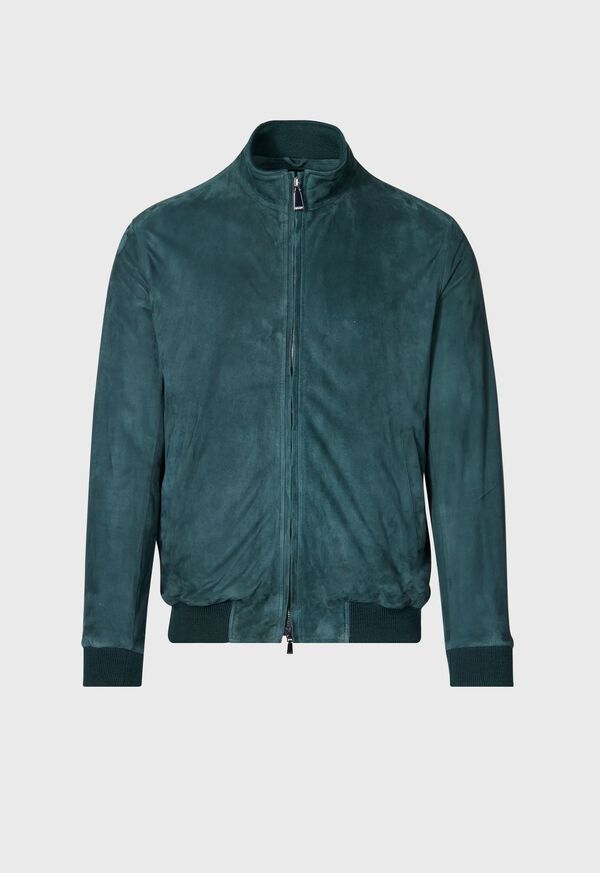 Green Paul Stuart Emerald Suede Blouson | UK_PAUL52153