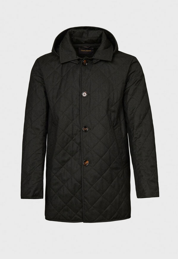 Green Paul Stuart Quilted Barn Coat with Hood | UK_PAUL33695