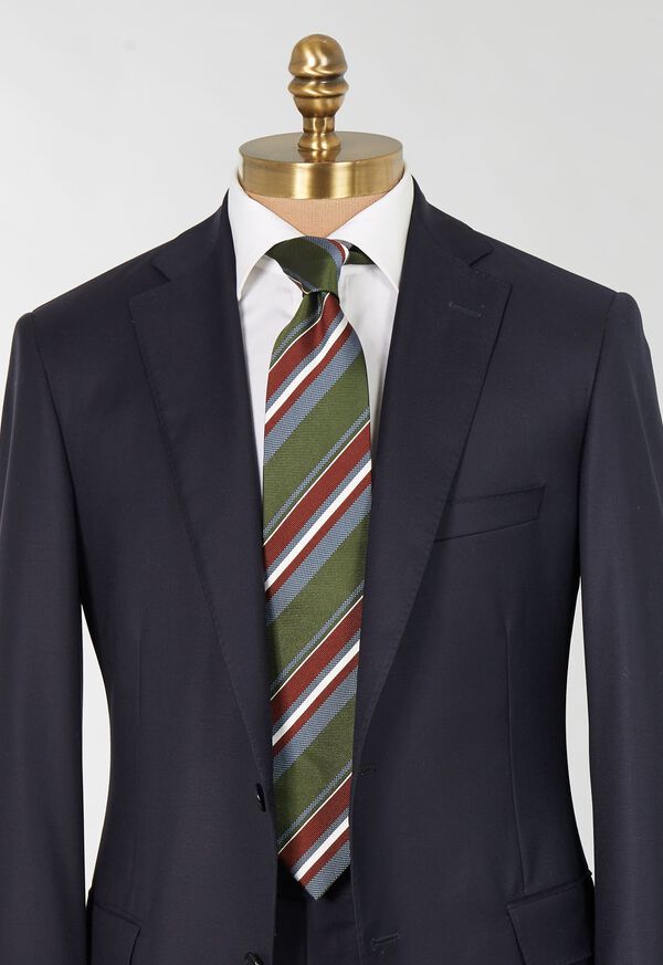 Green Paul Stuart Woven Silk Jacquard Stripe | UK_PAUL70835