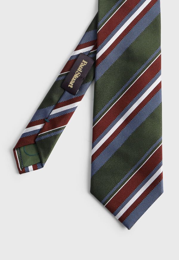 Green Paul Stuart Woven Silk Jacquard Stripe | UK_PAUL70835