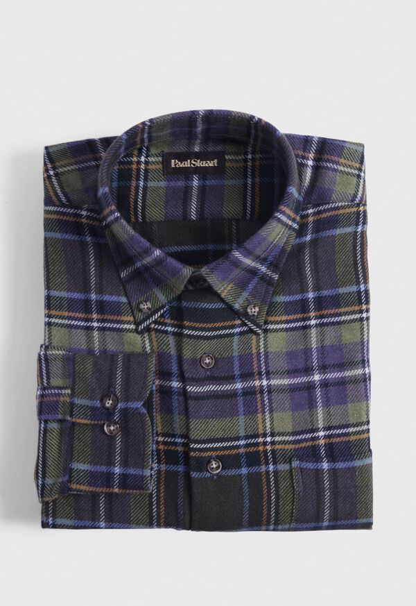 Green / Purple Paul Stuart Flannel Plaid | UK_PAUL51778