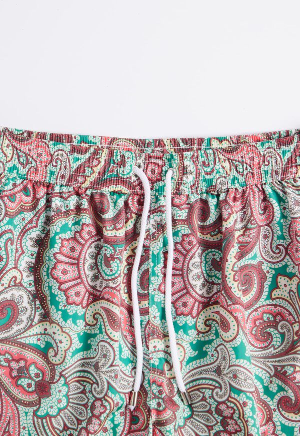 Green / Red Paul Stuart Paisley Print Swim Trunk | UK_PAUL34764