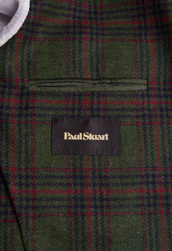 Green / Red Paul Stuart Plaid Wool Soft Constructed | UK_PAUL79490