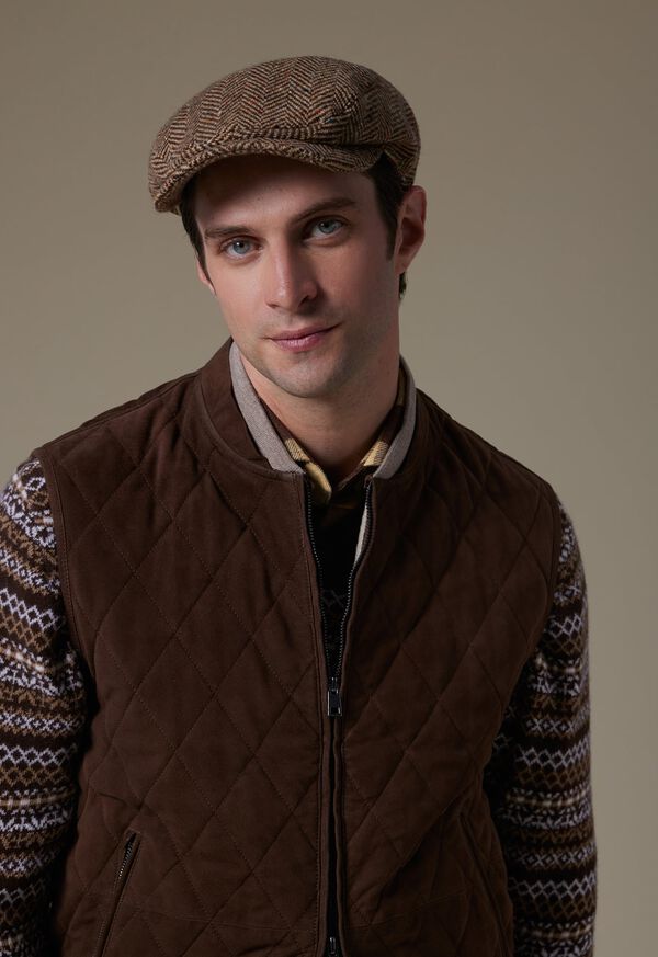 Grey Brown Paul Stuart Quilted Suede Vest | UK_PAUL58696