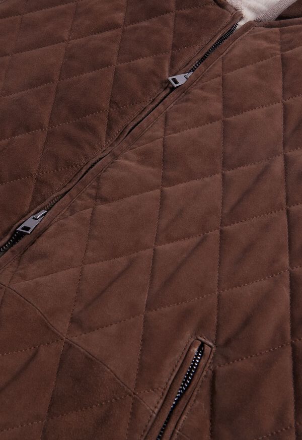 Grey Brown Paul Stuart Quilted Suede Vest | UK_PAUL58696