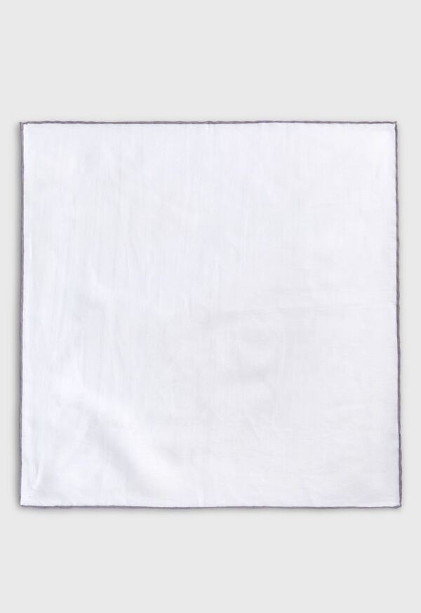 Grey Paul Stuart Handkerchief with Contrast Border | UK_PAUL15885