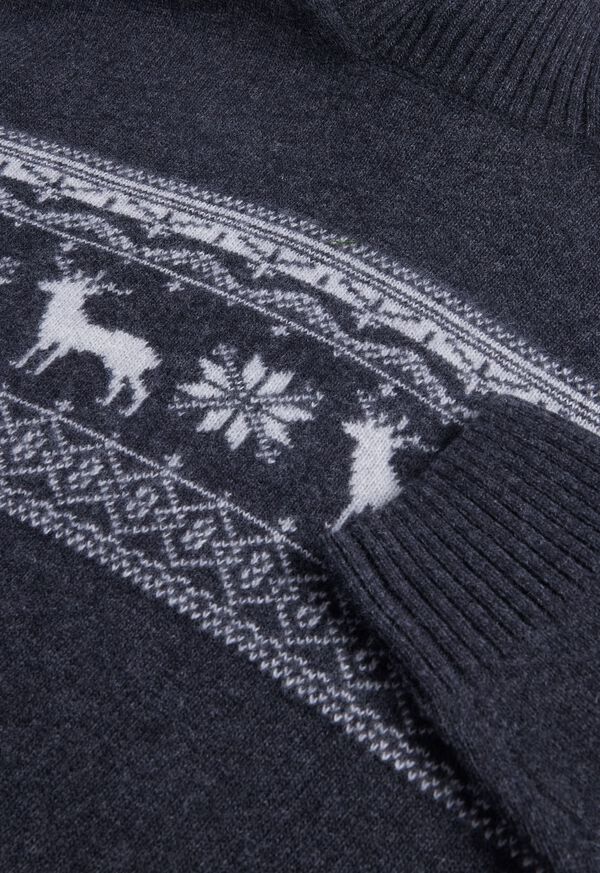 Grey Paul Stuart Reindeer & Snowflake Turtleneck | UK_PAUL64439