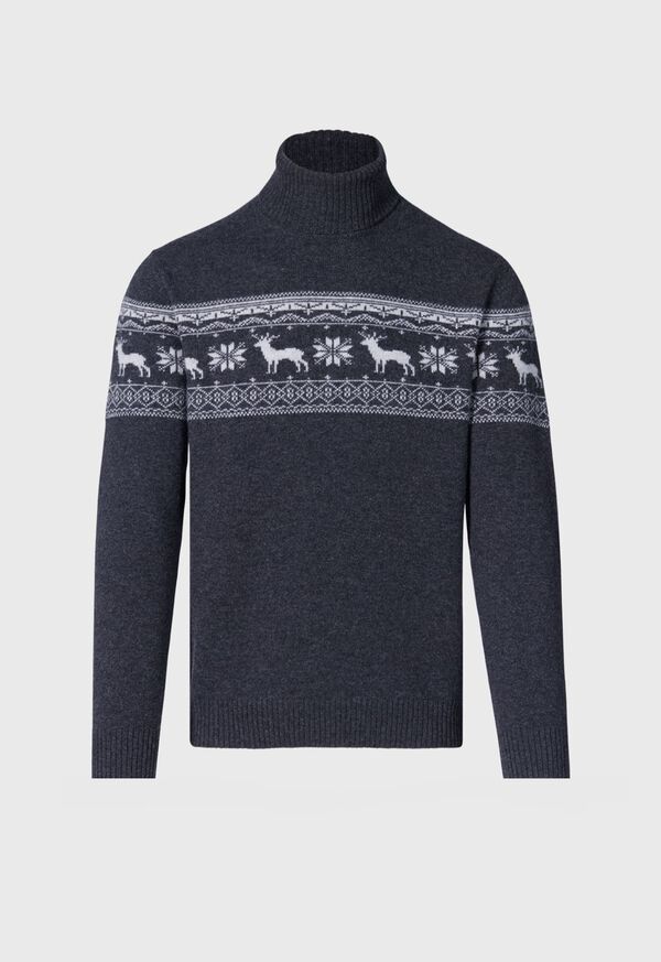 Grey Paul Stuart Reindeer & Snowflake Turtleneck | UK_PAUL64439