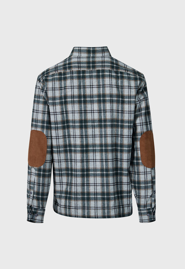 Grey Paul Stuart Wool Plaid Overshirt | UK_PAUL45416