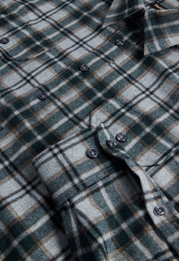 Grey Paul Stuart Wool Plaid Overshirt | UK_PAUL45416