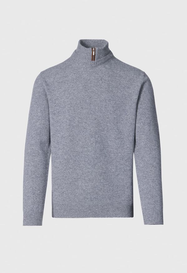 Grey Paul Stuart Wool & Cashmere Mock Neck Zip | UK_PAUL27843