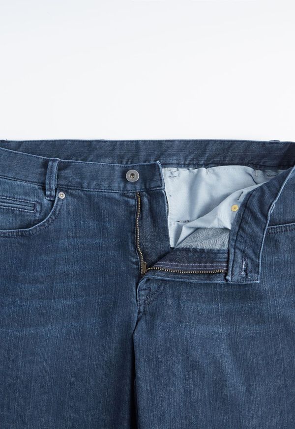 Indigo Paul Stuart Five Pocket Cotton and Cashmere Denim | UK_PAUL31417