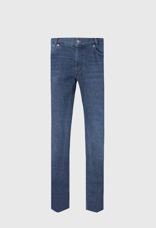 Indigo Paul Stuart Five Pocket Cotton and Cashmere Denim | UK_PAUL31417