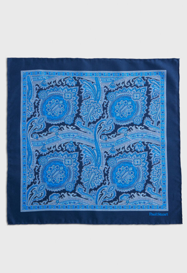 Indigo Paul Stuart Printed Habotai Silk Paisley | UK_PAUL98549