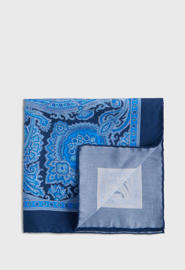 Indigo Paul Stuart Printed Habotai Silk Paisley | UK_PAUL98549