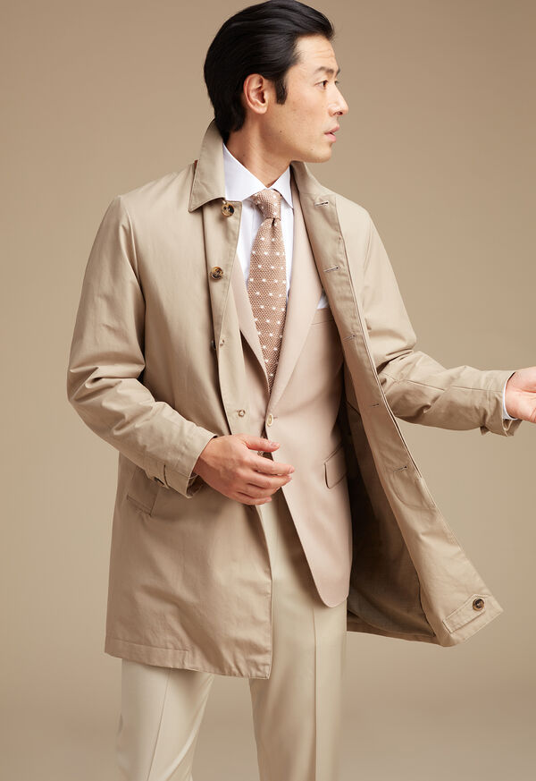 Khaki Paul Stuart Tailored Fit Raincoat | UK_PAUL87847