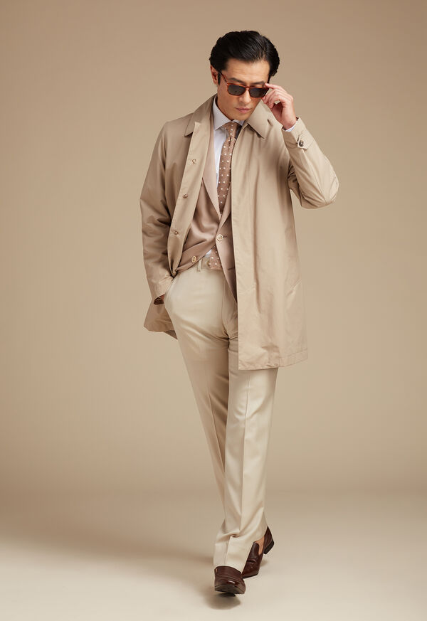 Khaki Paul Stuart Tailored Fit Raincoat | UK_PAUL87847