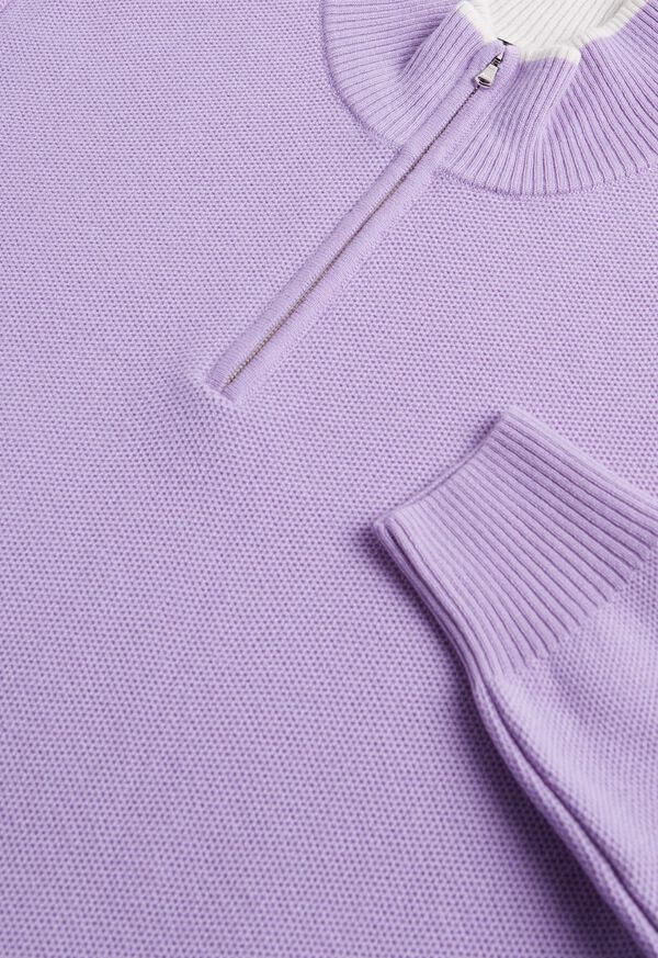 Lavender Paul Stuart Cashmere Honeycomb Stitch Quarter Zip | UK_PAUL22125