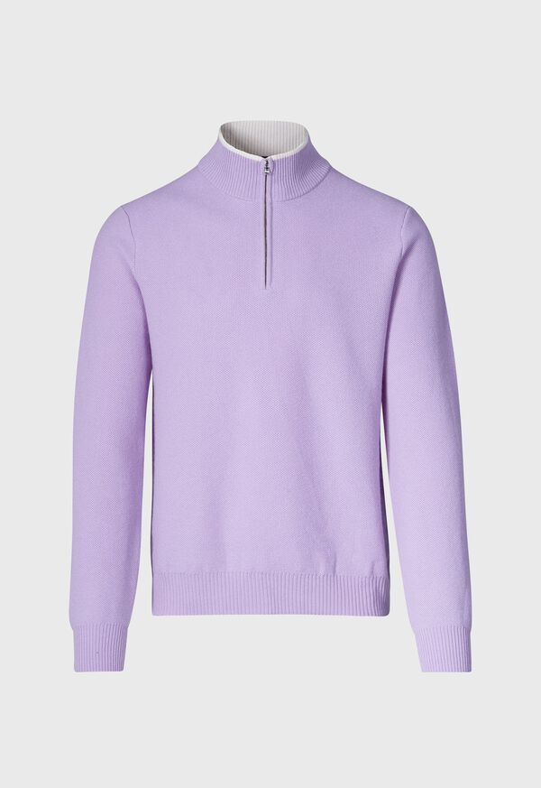 Lavender Paul Stuart Cashmere Honeycomb Stitch Quarter Zip | UK_PAUL22125