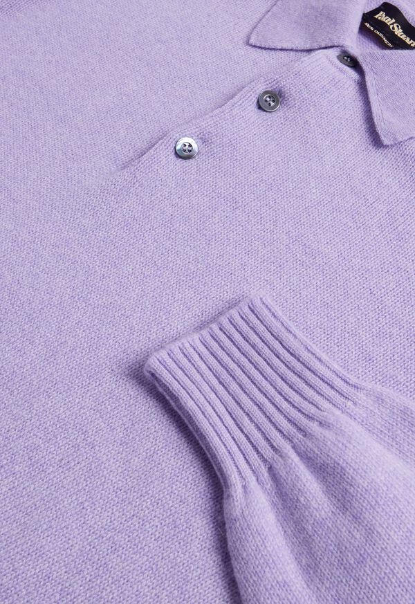 Lavender Paul Stuart Cashmere Long Sleeve Polo | UK_PAUL98118