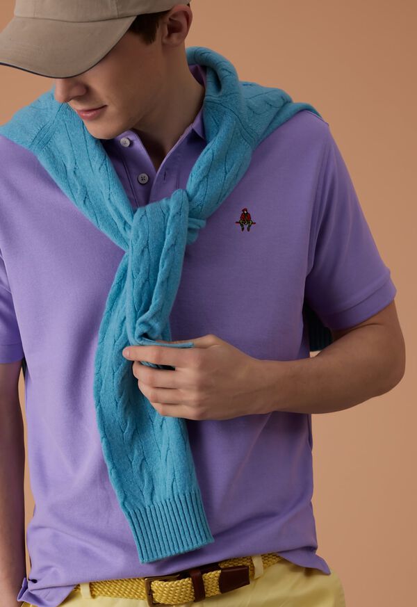 Lavender Paul Stuart Cotton Piqué Logo Polo | UK_PAUL12032